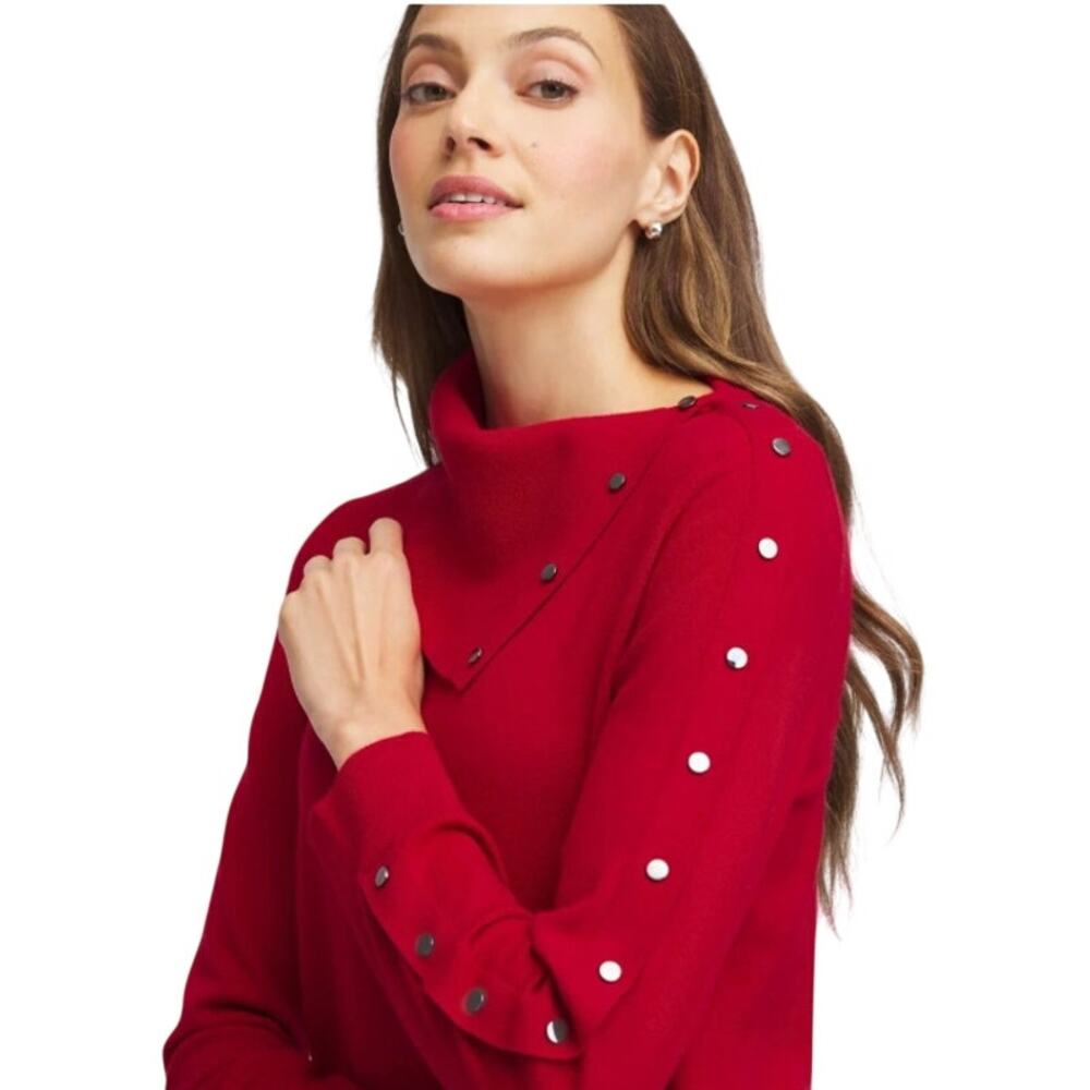 Chico's Women's Zenergy‎ Luxe Envelope Neck Sweater Knit Fall Red Size 2/Large